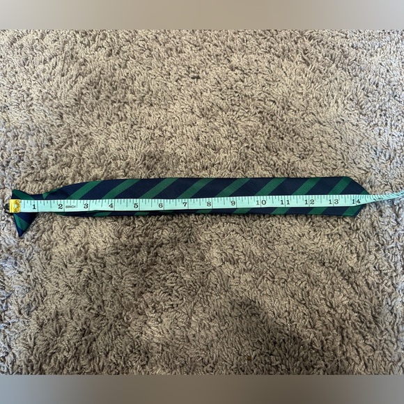 Boys Navy Green Striped Neck Tie Preppy Dressy Formal School Uniform 14.75” - Picture 4 of 4